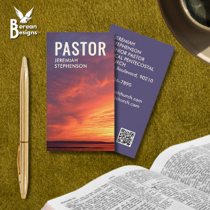 Stijlvol Sunset Logo QR Code Kerk PASTOR Visitekaartje