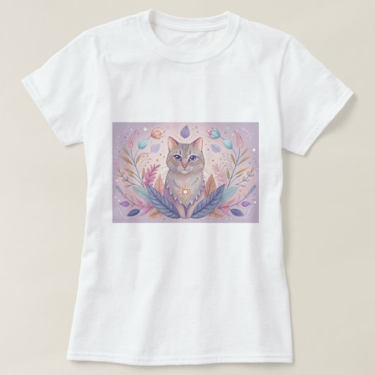 Stijlvol T-shirt met schattig kitten in pastelkleu (Design voorkant)