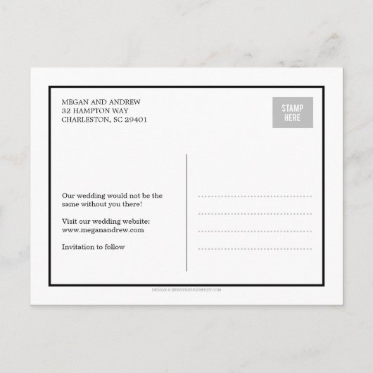 Stijlvol tabblad Save the date Briefkaart (Achterkant)
