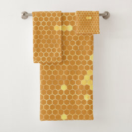 Stijlvol Tan Gold Honeycomb Bad Handdoek