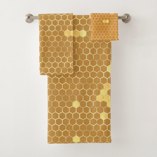 Stijlvol Tan Gold Honeycomb Bad Handdoek (Insitu)
