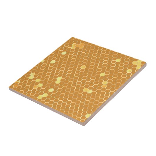 Stijlvol Tan Gold Honeycomb Tegeltje (Zijkant)
