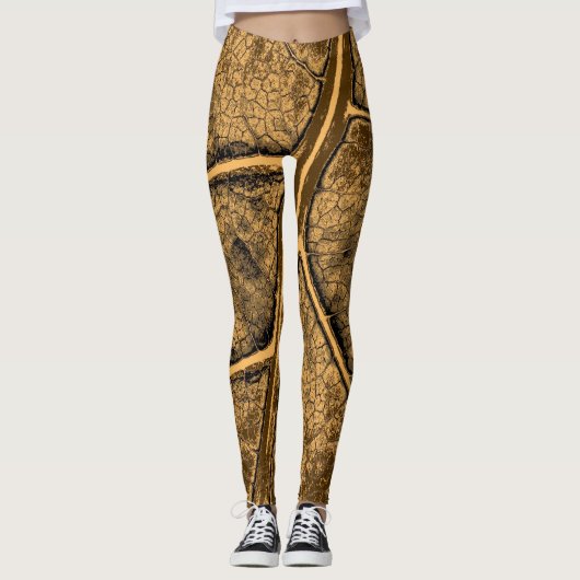 Stijlvol Tan Leaf Leggings (Voorkant)