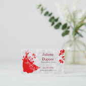 Stijlvol tapelaar dressmaker tailor salon red visitekaartje (Staand voorkant)