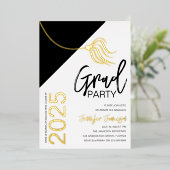 Stijlvol Tassel | AFSTUDEREN Folie Uitnodiging (Staand Voorkant)