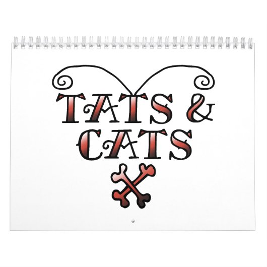 Stijlvol Tattoo met liefdesvlekken en katten Kalender (Hoes)