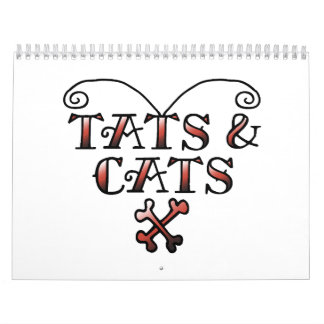 Stijlvol Tattoo met liefdesvlekken en katten Kalender