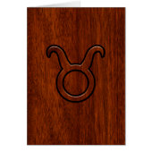 Stijlvol Taurus Zodiac-teken op Mahogany, zoals af (Voorkant)