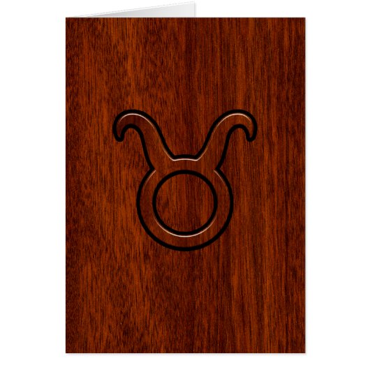 Stijlvol Taurus Zodiac-teken op Mahogany, zoals af (Voorkant)