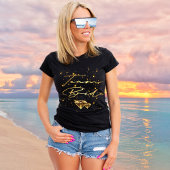 Stijlvol team bruid gouden script zwart sparkles t-shirt