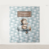 Stijlvol teddybeer piloot babyshower feest bord wandkleed (Voorkant)