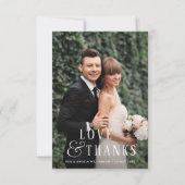 Stijlvol tekstbruin en bruidegom fotobedekking bru bedankkaart (Voorkant)