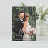Stijlvol tekstbruin en bruidegom fotobedekking bru bedankkaart (Staand voorkant)