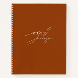 Stijlvol Terracotta Handtekening Script Monogram Notitieboek
