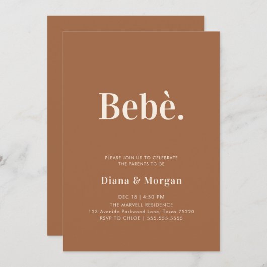 Stijlvol Terracotta Modern Baby shower Kaart (Voorkant / Achterkant)