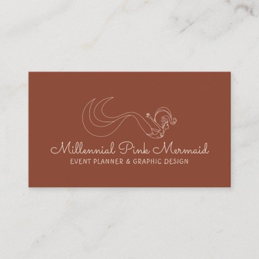 Stijlvol Terracotta Nautical Entertainer Mermaid Visitekaartje (Voorkant)