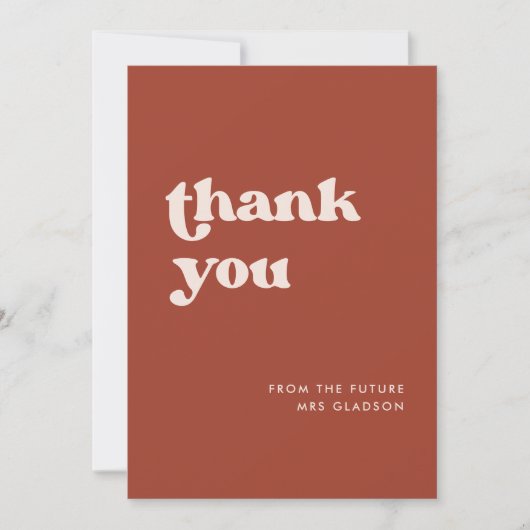 Stijlvol Terracotta Vrijgezellenfeest Dank u kaart (Voorkant)