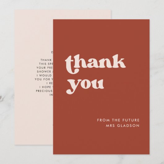 Stijlvol Terracotta Vrijgezellenfeest Dank u kaart (Voorkant / Achterkant)