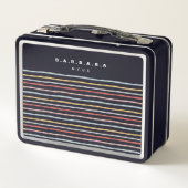 Stijlvol Terug naar Schoolkleurige Stripes Monogra (Achterkant)