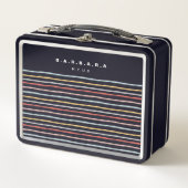 Stijlvol Terug naar Schoolkleurige Stripes Monogra (Voorkant)