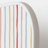 Stijlvol Terug naar Schoolkleurige Stripes Monogra Pickleball Paddle (Links Detail)