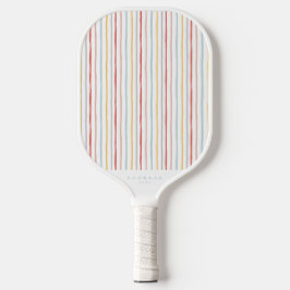 Stijlvol Terug naar Schoolkleurige Stripes Monogra Pickleball Paddle