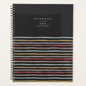 Stijlvol Terug naar Schoolkleurige Stripes Monogra Planner (Voorkant)