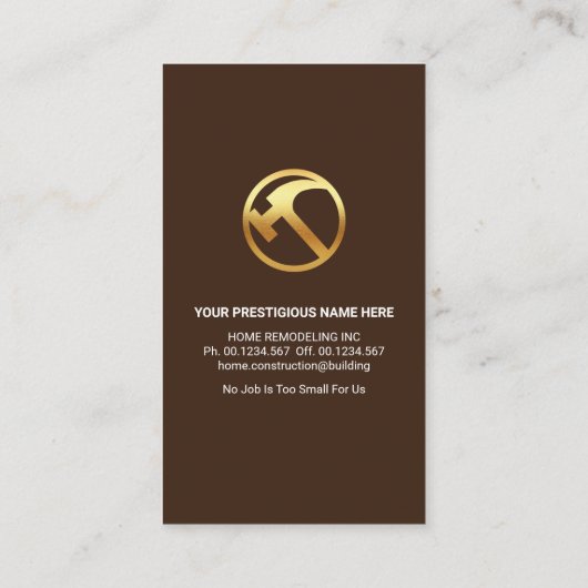 Stijlvol thuisreparatiehout visitekaartje (Achterkant)