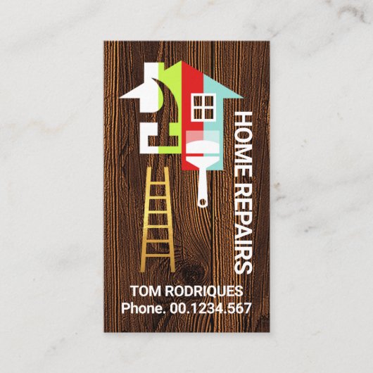 Stijlvol thuisreparatiehout visitekaartje (Voorkant)