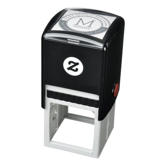 Stijlvol tijdelijk grijs monogram retouradres  zelfinktende stempel (Product)