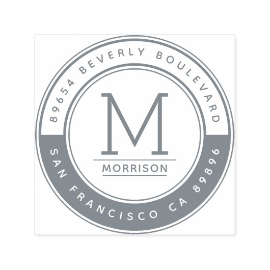 Stijlvol tijdelijk grijs monogram retouradres  zelfinktende stempel (Design)