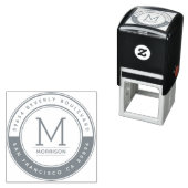 Stijlvol tijdelijk grijs monogram retouradres  zelfinktende stempel (In situ)