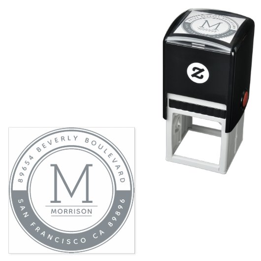 Stijlvol tijdelijk grijs monogram retouradres  zelfinktende stempel (In situ)