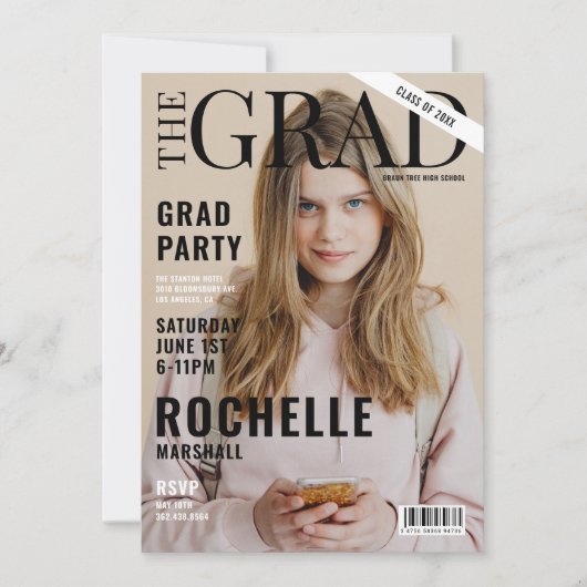 Stijlvol tijdschrift Hoesje foto afstudeerfeest Kaart (Voorkant)