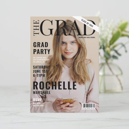 Stijlvol tijdschrift Hoesje foto afstudeerfeest Kaart (Staand voorkant)