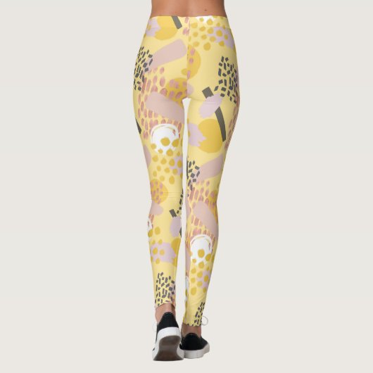 Stijlvol trendy Abstract patroon in geel en roze Leggings (Achterkant)