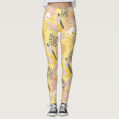 Stijlvol trendy Abstract patroon in geel en roze Leggings (Voorkant)