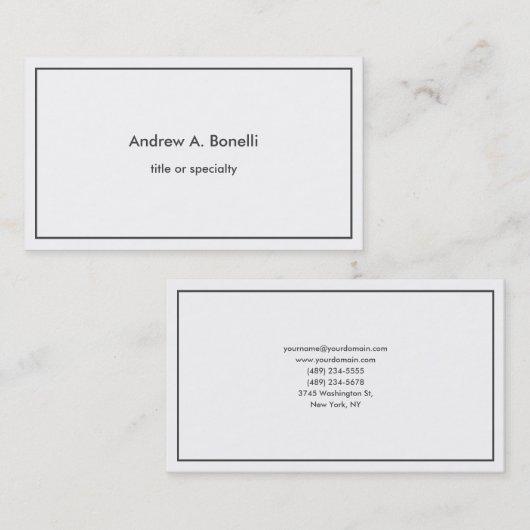 Stijlvol Trendy Black White Professional modern Visitekaartje (Voorkant / Achterkant)