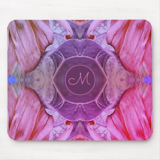  stijlvol Trendy Floral Girly Pink Monogram Muismat (Voorkant)