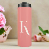 Stijlvol Trendy Girly Blush Roze Monogram Script Thermosbeker