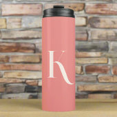 Stijlvol Trendy Girly Blush Roze Monogram Script Thermosbeker