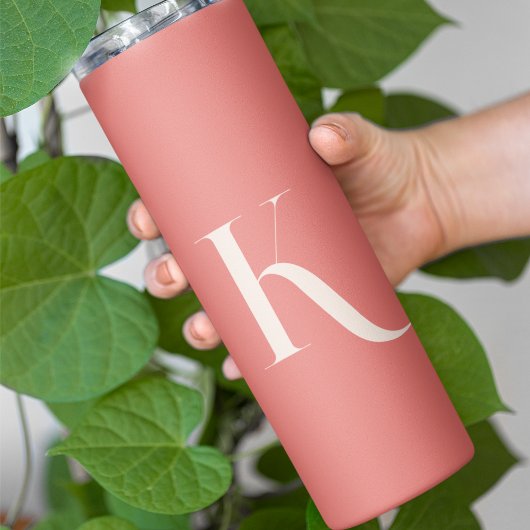 Stijlvol Trendy Girly Blush Roze Monogram Script Thermosbeker