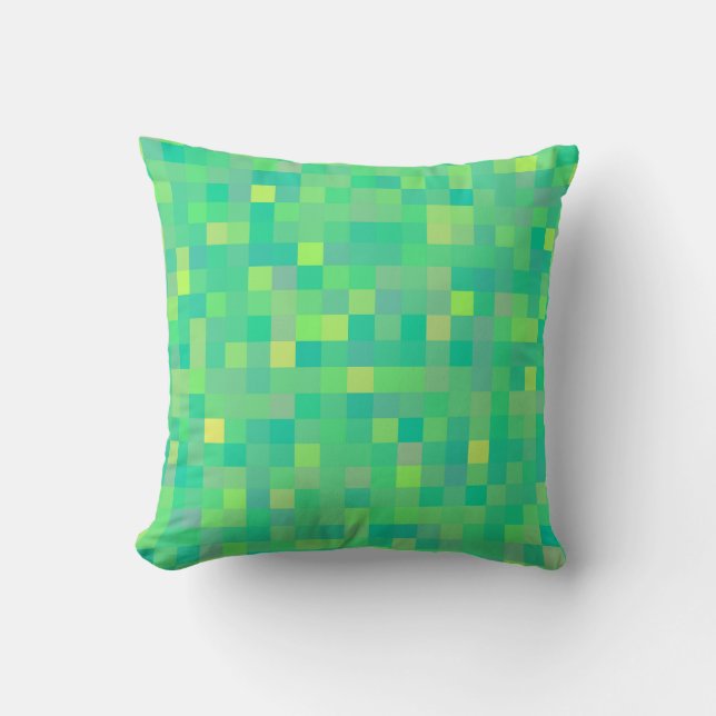 Stijlvol Trendy Green Multicolor Pixel Pattern Kussen (Voorkant)