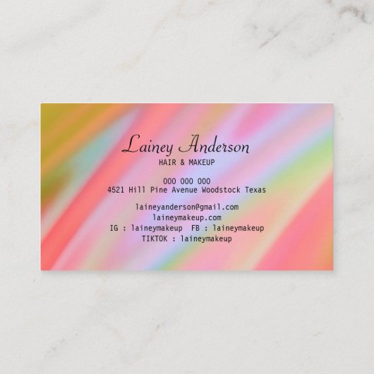 Stijlvol Trendy luxe roze sinaasappel groen abstra Visitekaartje (Achterkant)