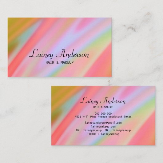 Stijlvol Trendy luxe roze sinaasappel groen abstra Visitekaartje (Voorkant / Achterkant)