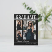 Stijlvol Trendy Modern 3 Foto Collage Afstuderen Briefkaart (Staand voorkant)