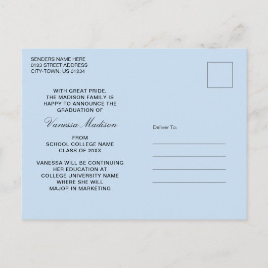 Stijlvol Trendy Modern 3 Photo Blue Afstuderen Briefkaart (Achterkant)