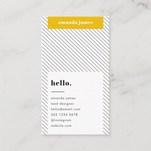Stijlvol Trendy Mustard Yellow Diagonal Stripe Visitekaartje (Voorkant)