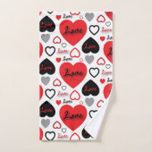 Stijlvol Trendy Red en Black Love Hetern Bad Handdoek (Handdoek)