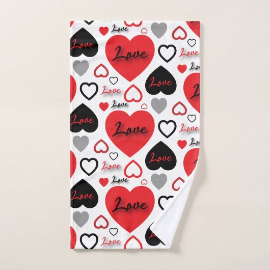 Stijlvol Trendy Red en Black Love Hetern Bad Handdoek (Handdoek)